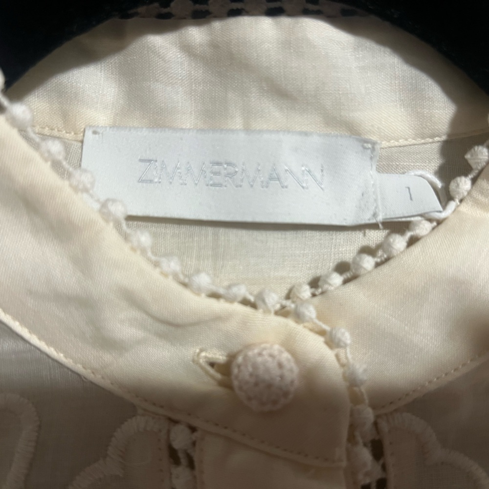 ZIMMERMANN CREAM OTTIE EMBROIDERED BLOUSE AU 1, US 6 Small - Picture 14 of 17